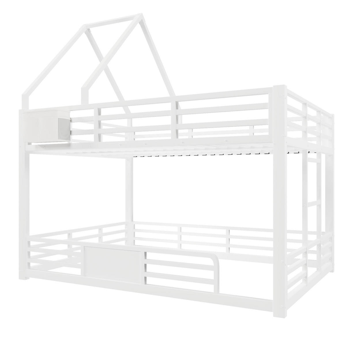 ETAGENBETT 140x200 cm mit LED-Beleuchtung, Hausbett-Design- Weiß - Weiß, Metall (140/200cm) - KOMHTOM