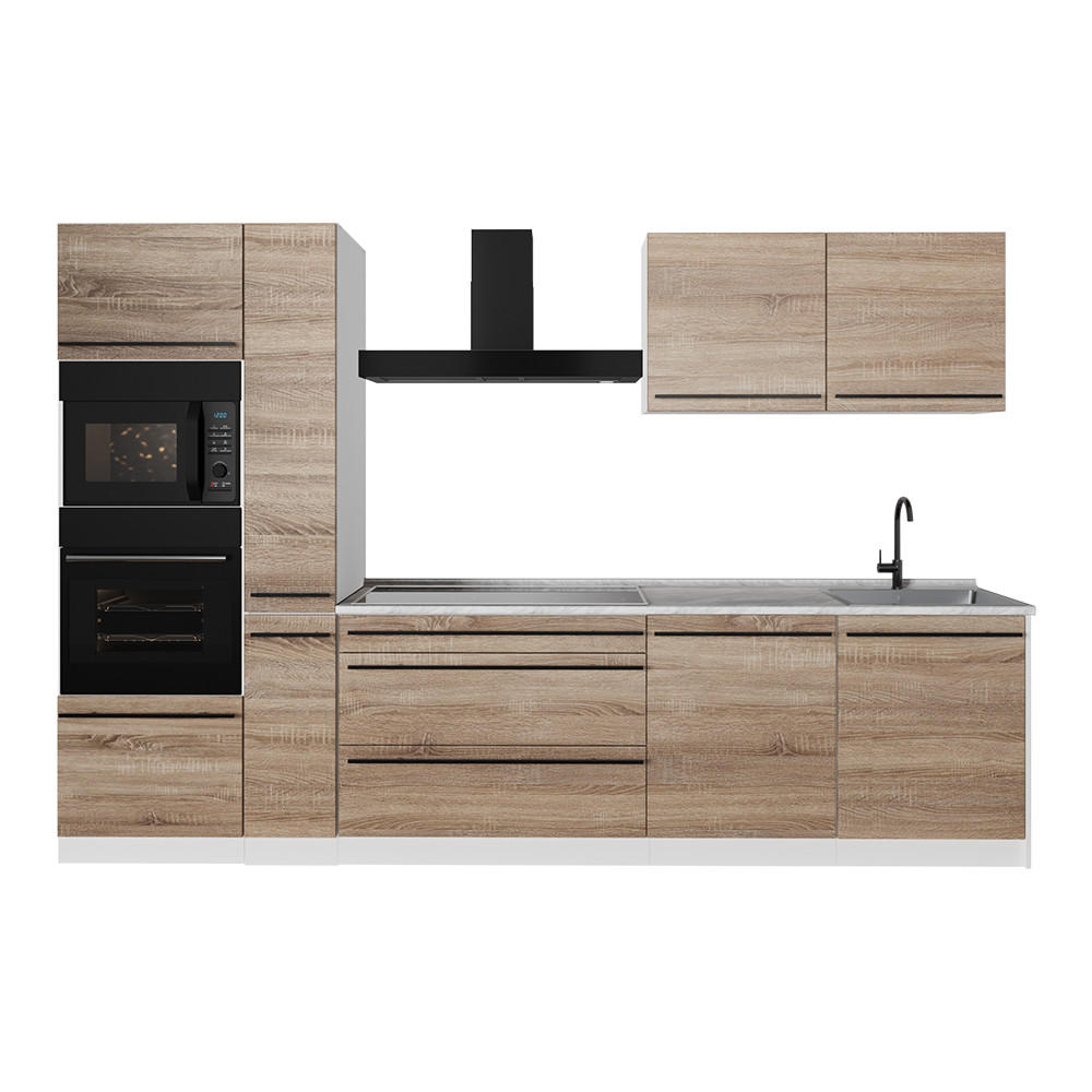 Vicco Küchenzeile Sonoma Eiche, Weiß 310x206.8x60 cm