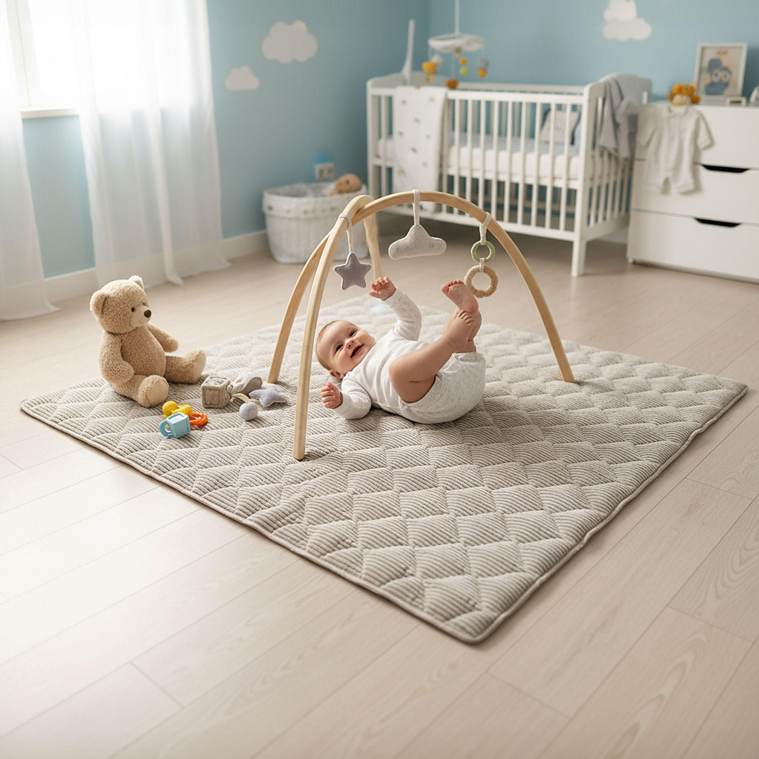 KRABBELDECKE Soft-Cord 120x120cm - Beige, Textil (120/120cm) - Sanosoft
