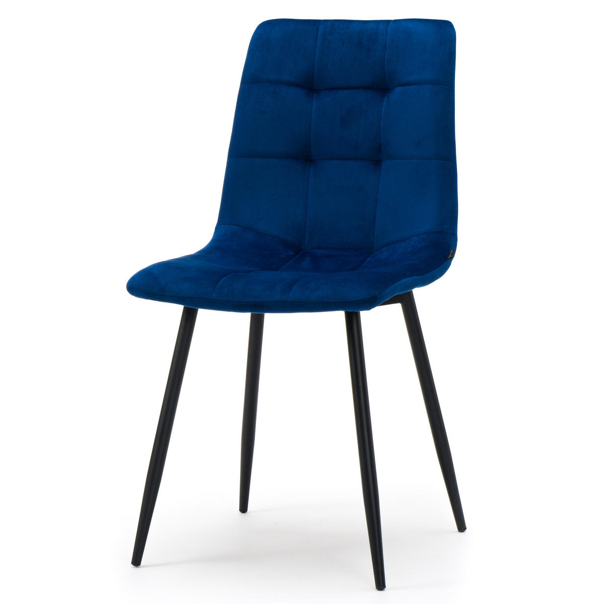 STUHL PARMA gepolsterter mit Steppung - dunkelblau - Samt Velour - Schwarz/Dunkelblau, Textil/Metall (44/89/45cm) - NEW HOME
