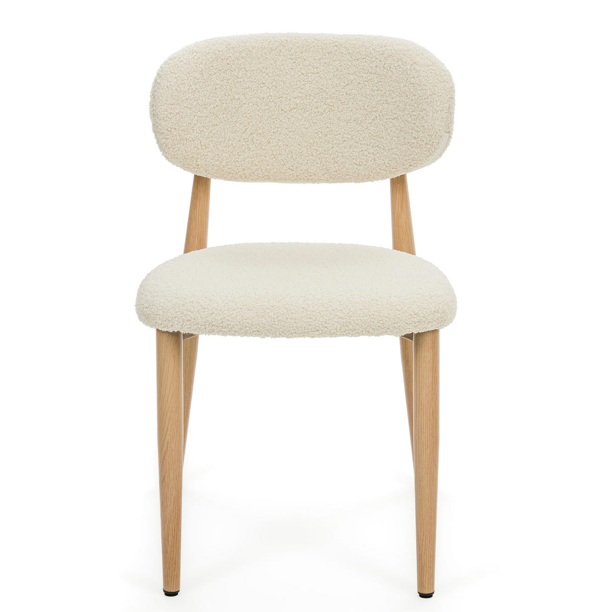 STUHL ALMO gepolstert Beine in Holzoptik - ecru - Boucle - Ecru/Eichefarben, Textil/Metall (47/77/54cm) - NEW HOME