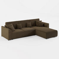 ECKSOFA LUMO L Rechts Braun Flechtwerk-Stoff mit Schlaffunktion und Bettkasten - Braun, Textil (293/195cm) - Barchello
