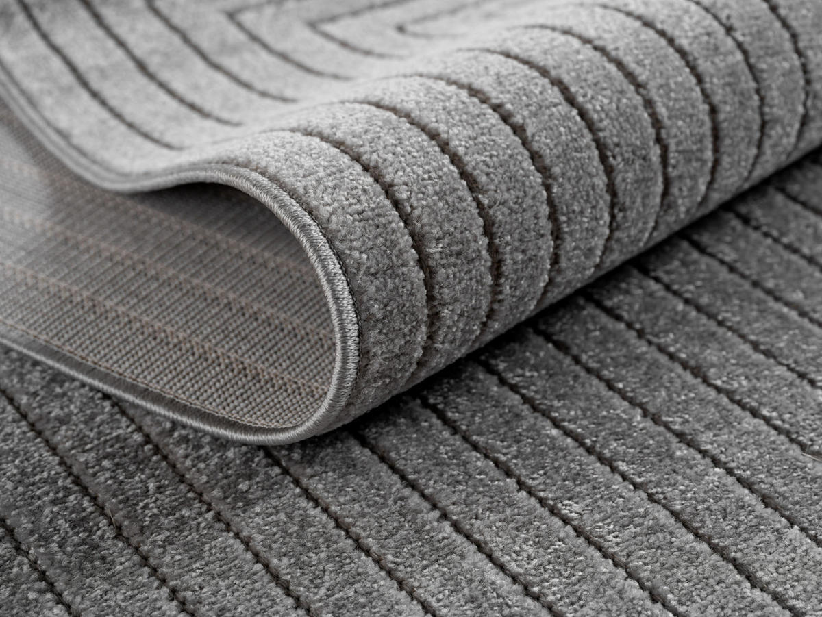 TEPPICH In-/Outdoor Kurzflor Skandinavisch Muster Polypropylen Terrasse Silber Läufer 80x150 - Silberfarben, Textil (80/150cm) - KADIMA DESIGN