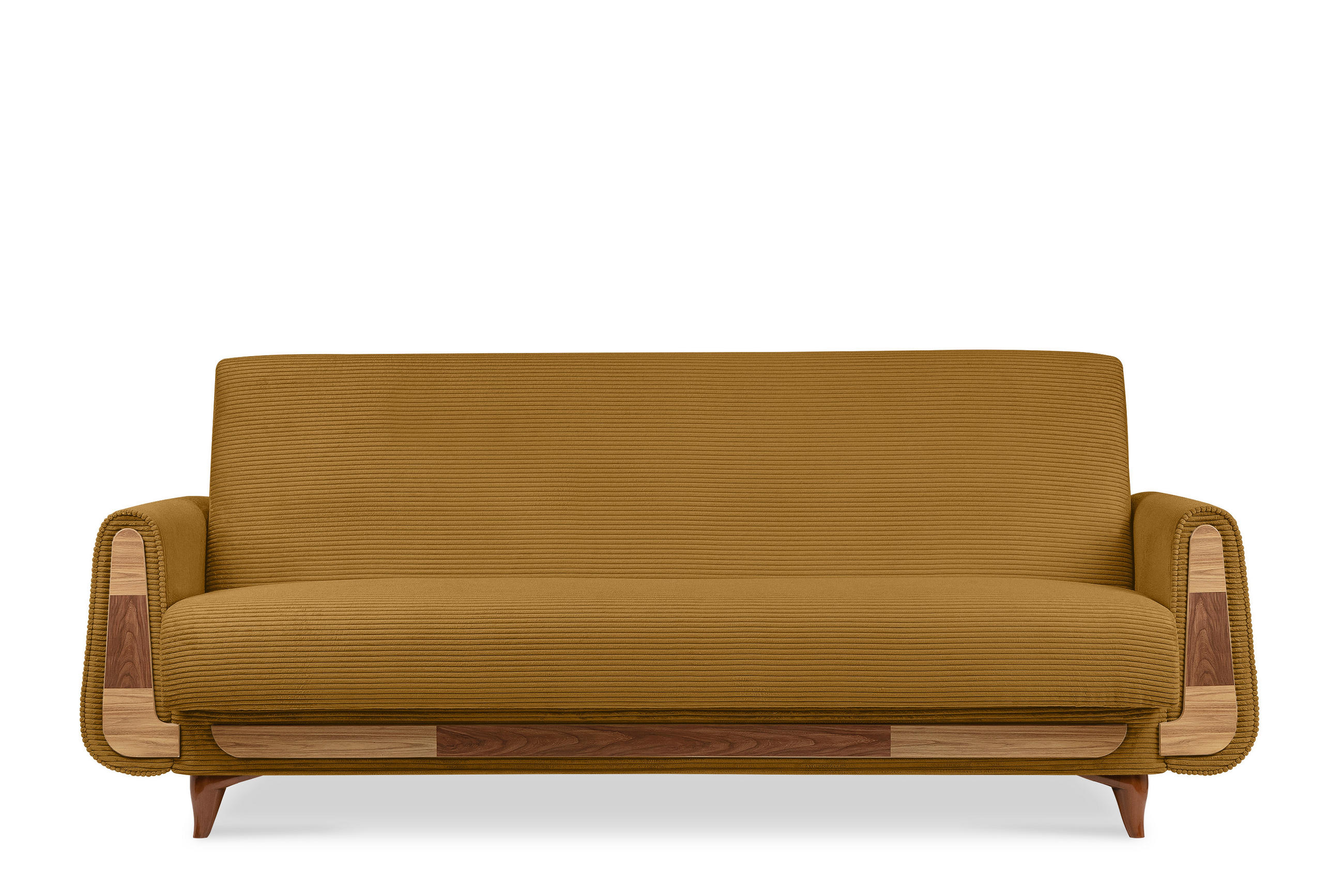 3-SITZER-SCHLAFSOFA GUSTAVO II mit Armlehnen, Gelb - Gelb, Holz/Holzwerkstoff (230/98/98cm) - KONSIMO®