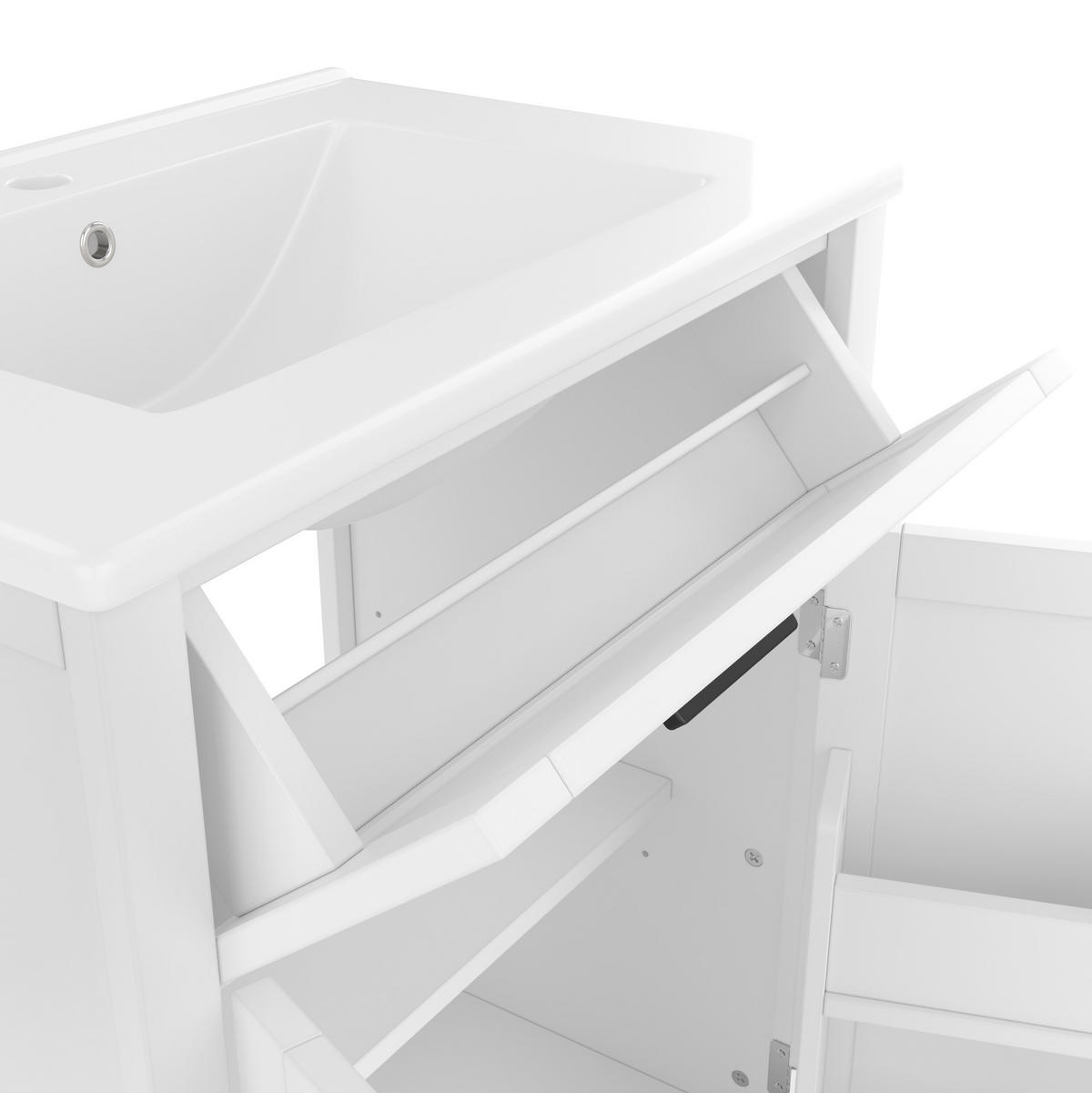 WASCHTISCHKOMBI 60/46/84,8 cm Weiß aus MDF und Keramik mit Schublade - Weiß, Holzwerkstoff (60/84/46cm) - OKMYHOME