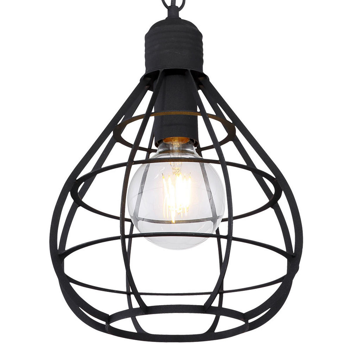 LED HÄNGELEUCHTE Metall Schwarz Gitteroptik - Schwarz, Metall (25/25/120cm)