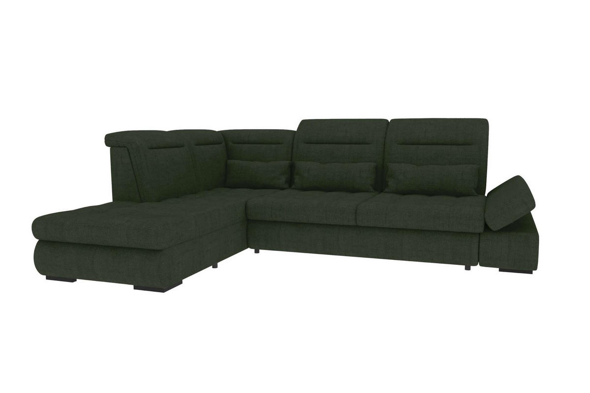 ECKSOFA Toscana Velours inkl. Schlaffunktion - Olivgrün, Textil (227/279cm) - 99rooms