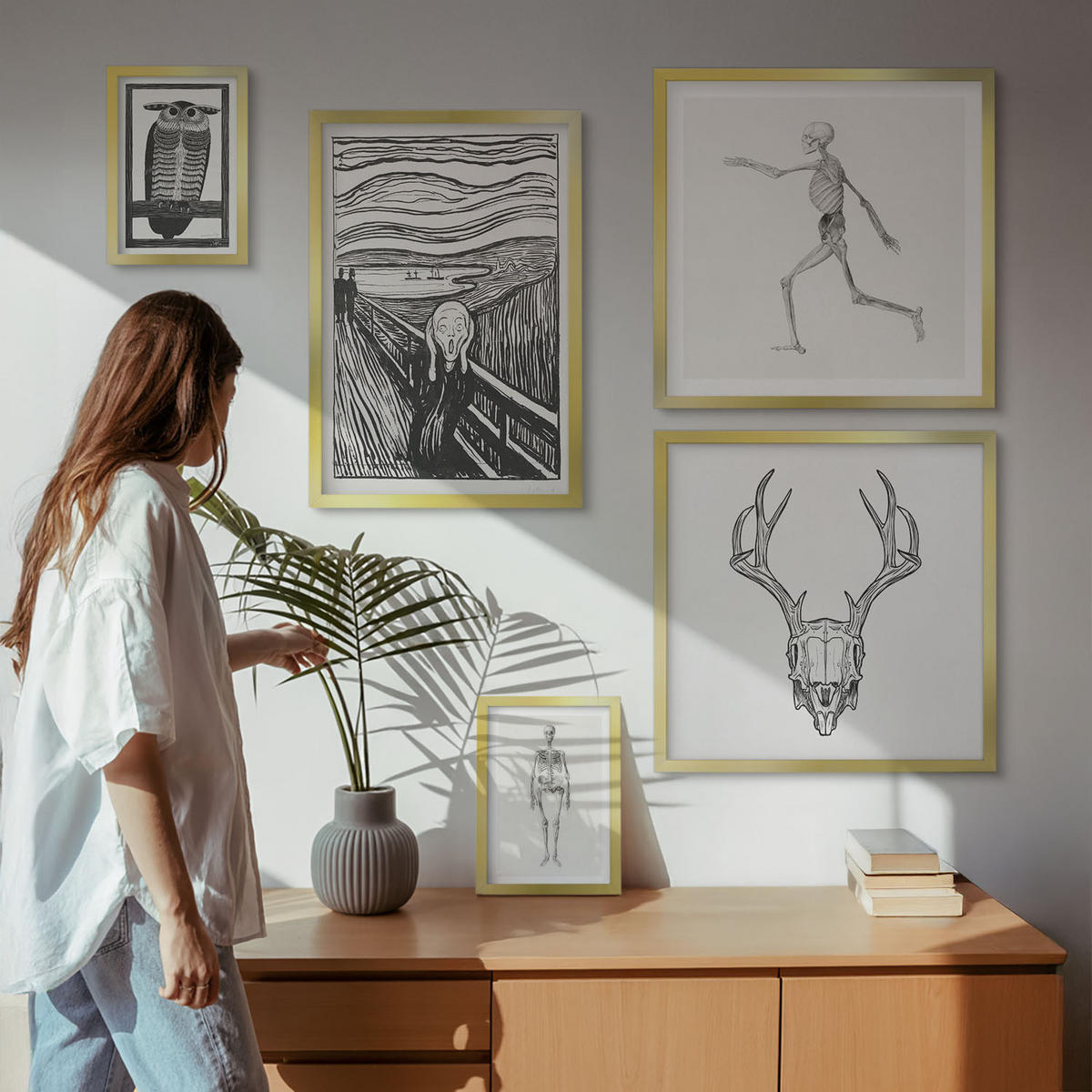 WANDBILDER 5er Set - 50x50 cm & 20x30 cm & 40x60 cm Goldrahmen - Küchenaccessoires auf pflanzlicher Basis - Goldfarben, Kunststoff (40/60cm) - ArtPrintCave