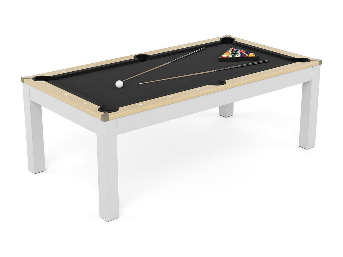 BILLARDTISCH - 8 Personen - holz - schwarz, weiß Balthazar - Weiß, Holz (213.4/111.8cm) - Vente-Unique