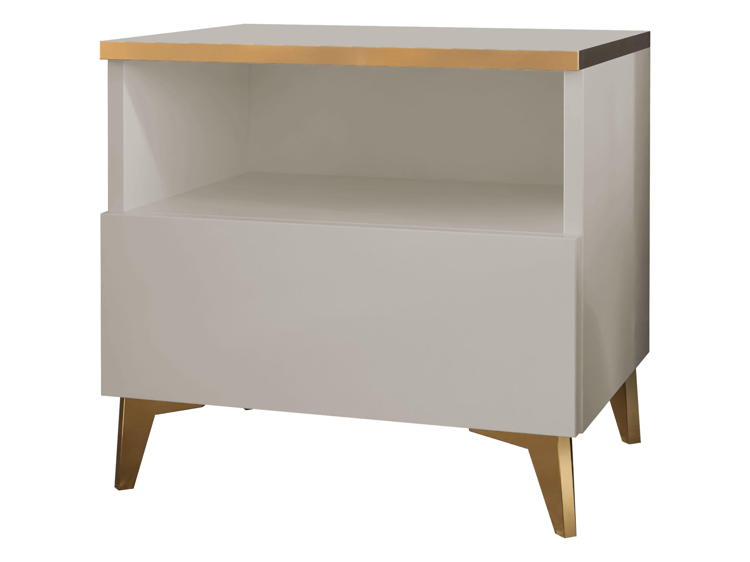 NACHTTISCH Alrik 1SZ - Beige/Goldfarben, Holzwerkstoff/Kunststoff (50/50/40cm) - MIRJAN24