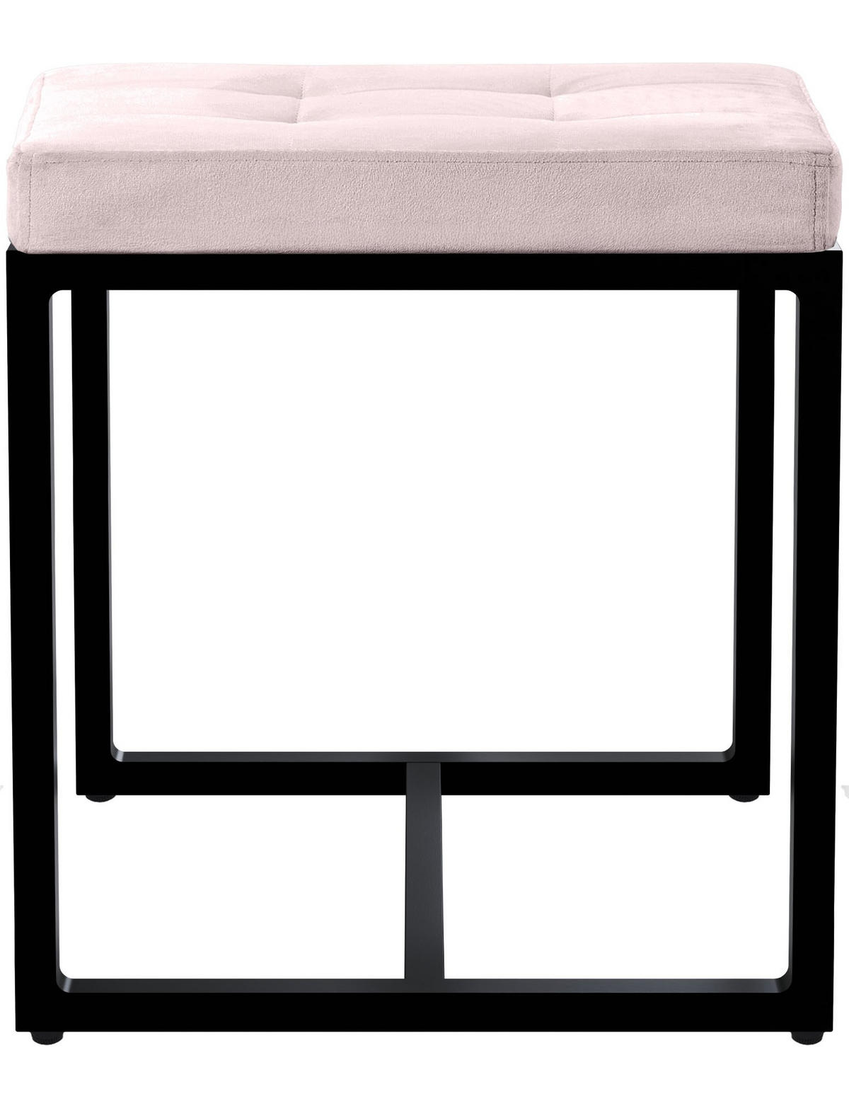 SITZWÜRFEL eckig 40/40/48 cm Samt hellgrau - Hellgrau/Schwarz, Textil/Metall (40/48/40cm) - CLP