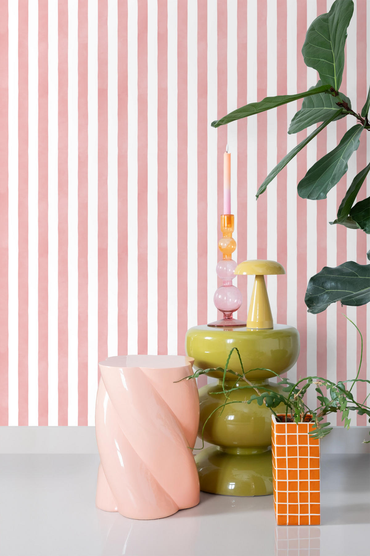 TAPETE Streifenmuster 50 x 900 cm - Pink, Papier (50/0.1cm) - ESTAhome