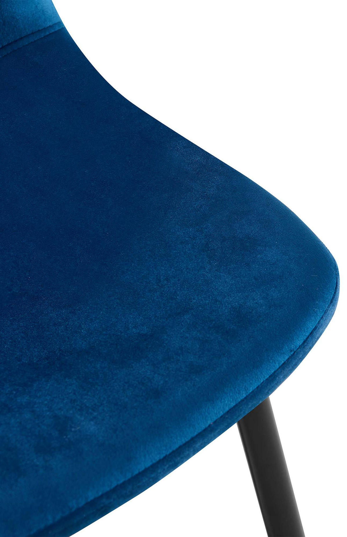 STUHL Samt Blau - Blau/Schwarz, Textil/Metall (44/88/51cm) - CLP