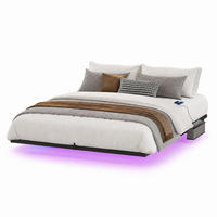 METALLBETT 160/200 cm in Schwarz mit LED und USB - Schwarz, Metall (160/200cm) - CHICFURN