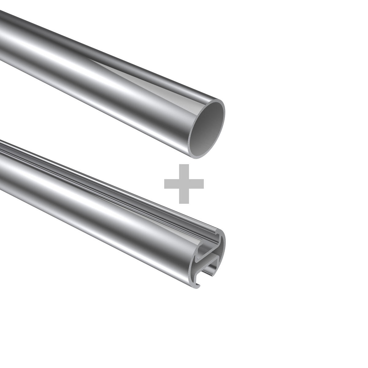 GARDINENSTANGE RUNDROHR-INNENLAUF Prestige Verano 320 cm (geteilt in 2 x 160 cm), 2-läufig, 20 mm Ø Chrom - Chromfarben/Schwarz, Metall (320cm) - INTERDECO