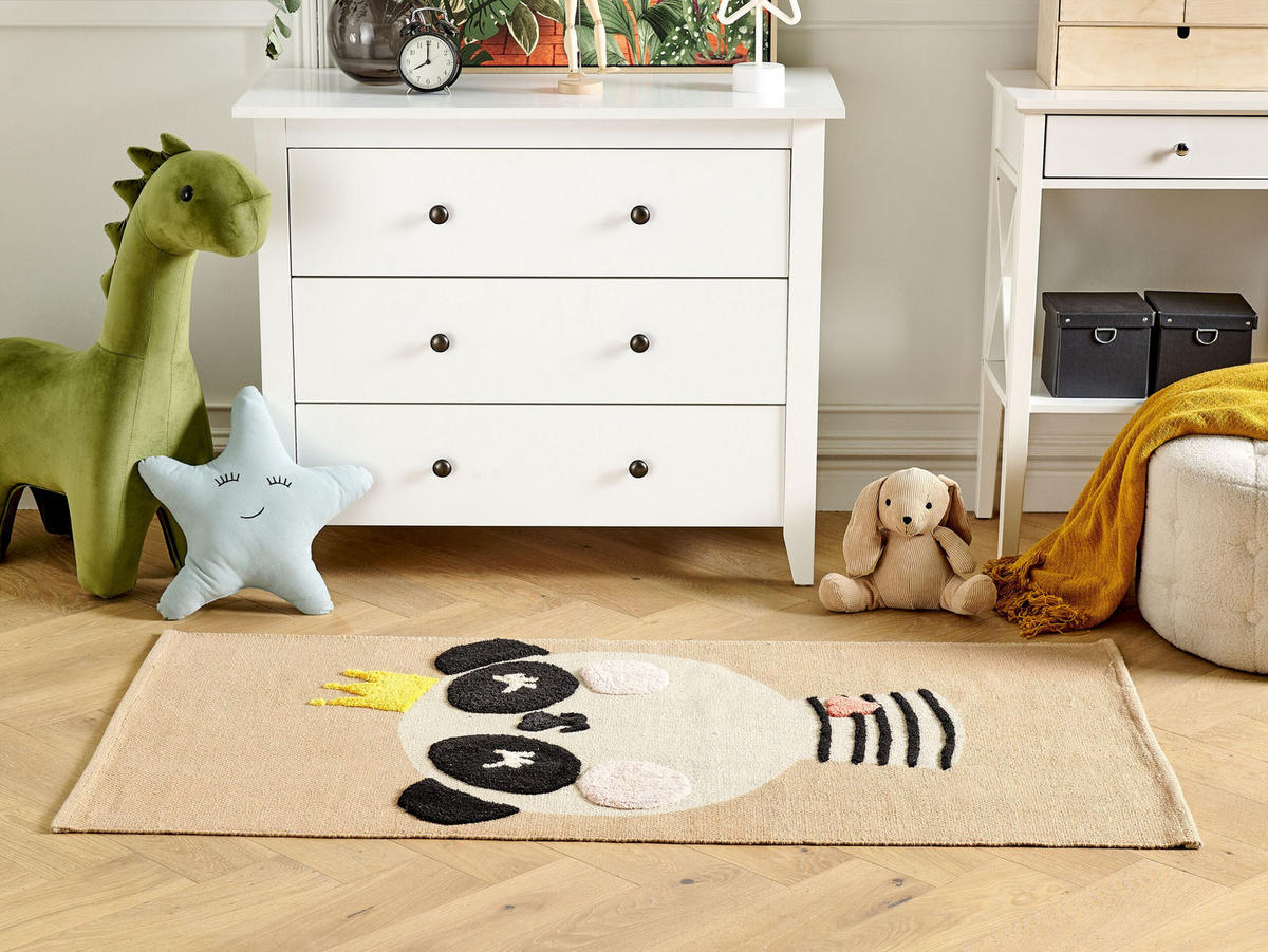 KURZFLOR-KINDERTEPPICH Bunan 150/80 cm - Beige, Textil (80/150cm) - Beliani