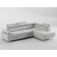ECKSOFA CAROLINE Rechts Grau Velours-Stoff mit Schlaffunktion und Bettkasten - Chromfarben/Grau, Textil (253/190cm) - Barchello