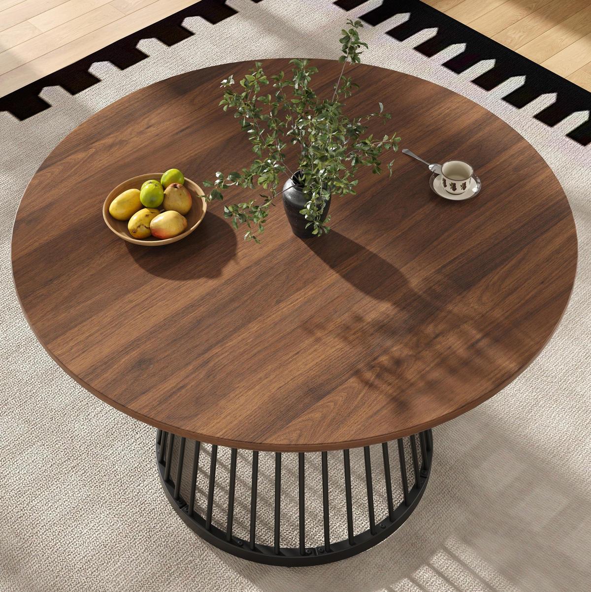 ESSTISCH 80x80x76 cm in Schwarz und Walnuss aus MDF mit Nussbaumoptik - Walnussfarben, Holzwerkstoff (80/80/76cm) - Modfu