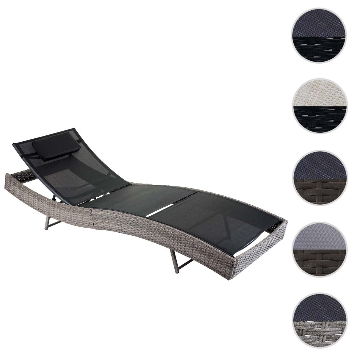 SONNENLIEGE Grau, Schwarz - Schwarz/Grau, Kunststoff (70/88/220cm) - MCW
