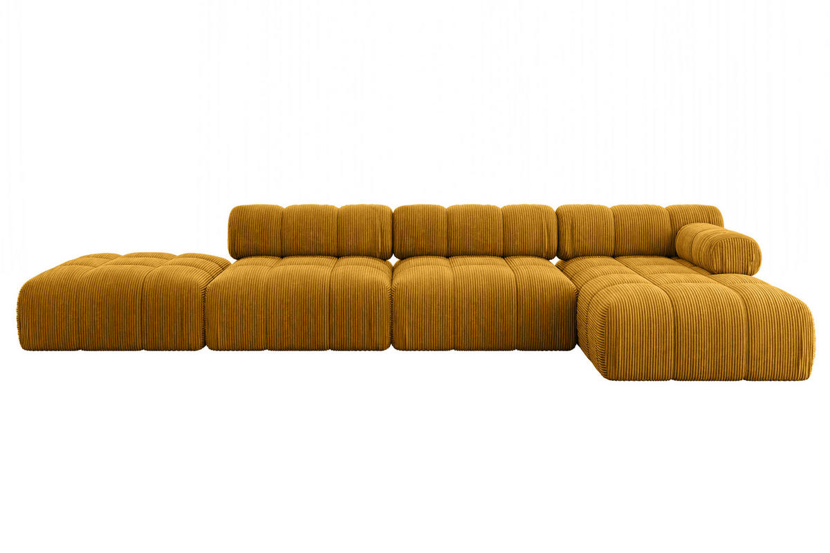 ECKSOFA modulares Sofa Lizur-L2 - 380x160x70 cm Senfgelb Cord - Currygelb, Holzwerkstoff/Textil (380/160cm) - ALTDECOR