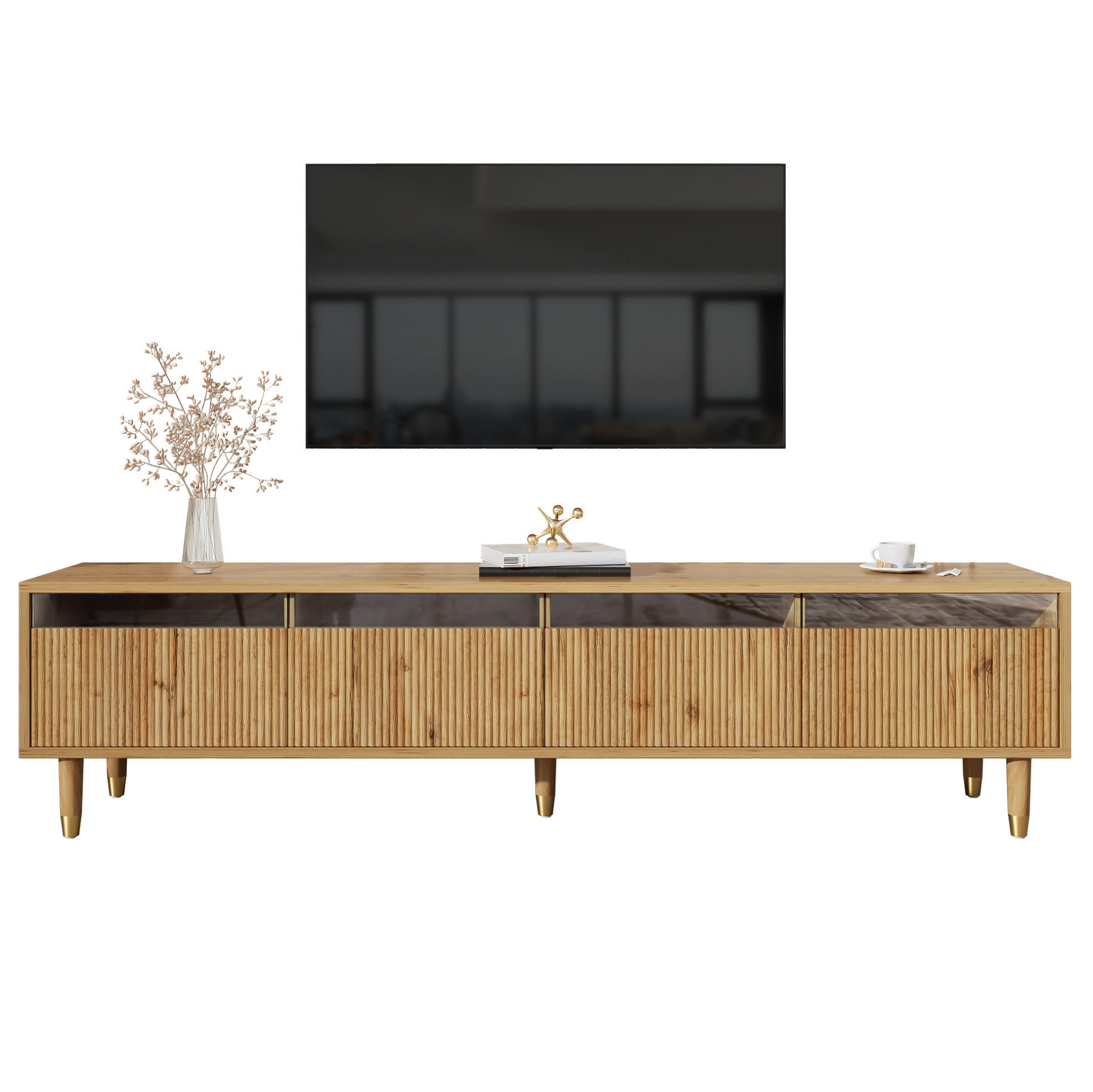 TV-SCHRANK 178/35/45 cm mit 4 Schubladen, Kabeldurchführung und MDF-Korpus in Holzoptik, Holzfarbe - Naturfarben, Holzwerkstoff (178/45/35cm) - Redom
