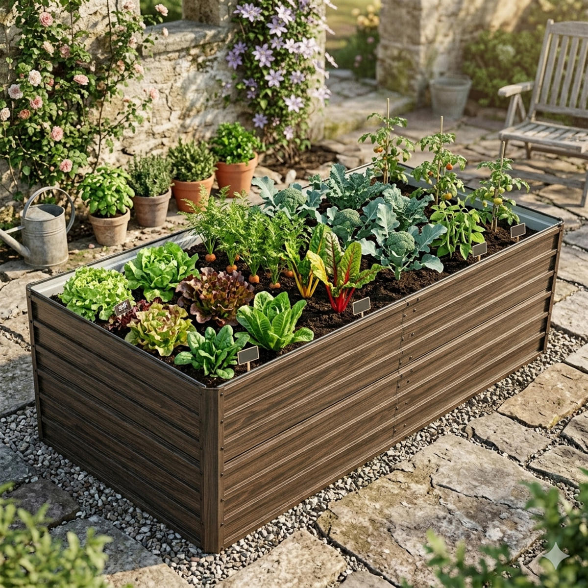 HOCHBEET 190/90/64 cm Schwarz (1 Stück) - Naturfarben, Metall (90/64/190cm) - Oxeza