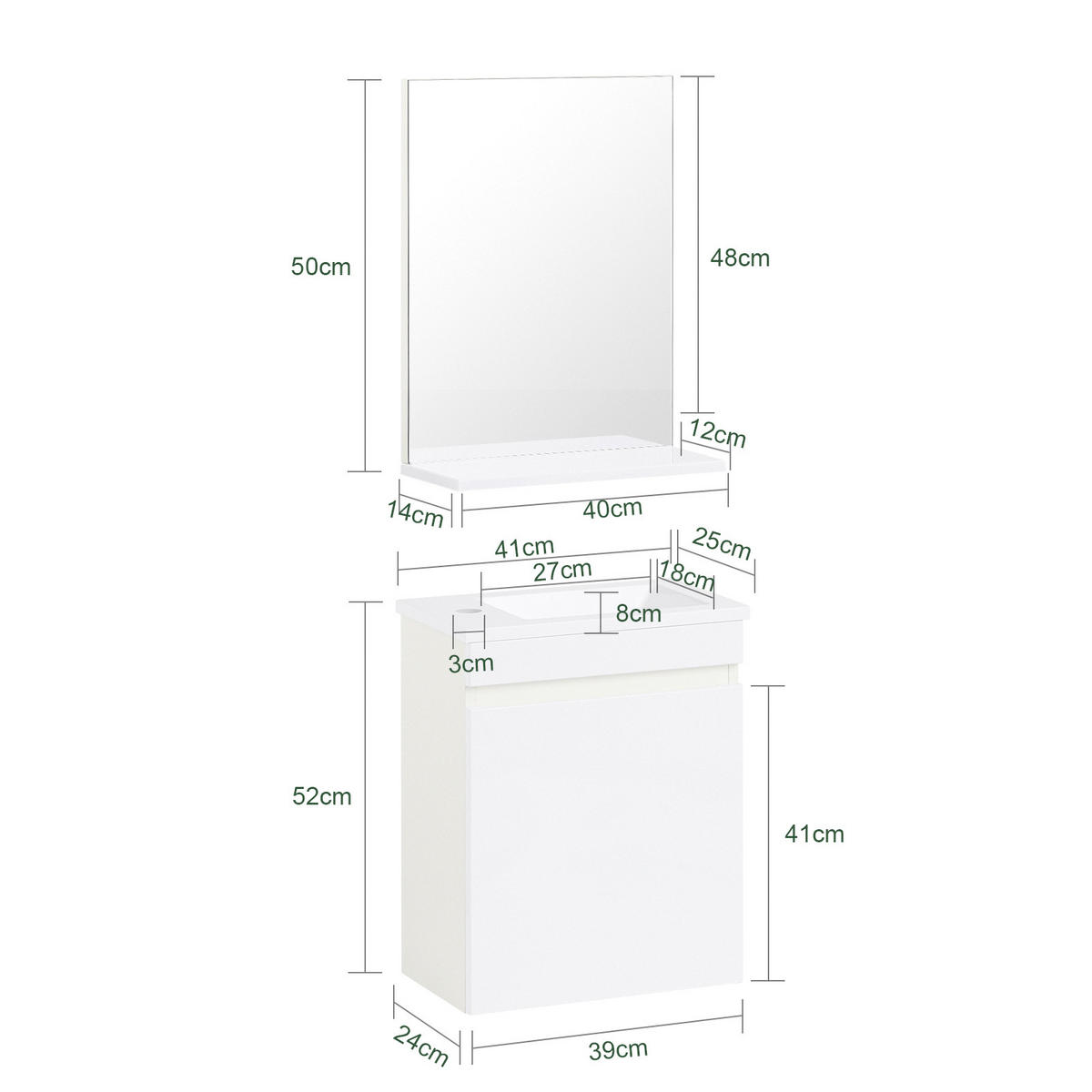 BADMÖBEL-SET Weiß - Weiß, Glas/Keramik (41/52/25cm) - SoBuy