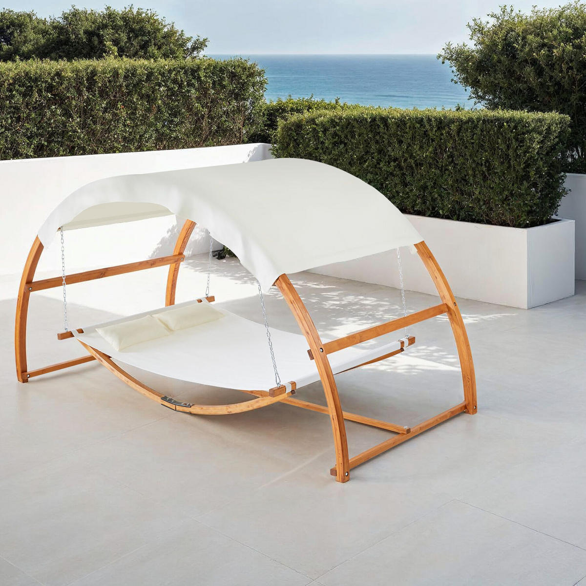 HÄNGEMATTE Locarno, Belastbarkeit 250 kg, 328 x 160 x 171,5 cm, teak - Teakfarben, Holz (160/171.5/328cm) - tectake