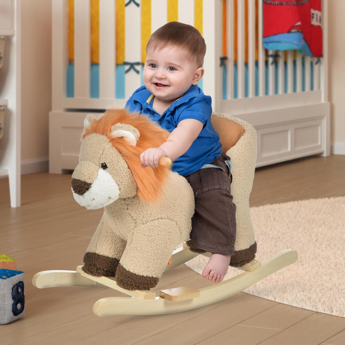 SCHAUKELPFERD DE-18225 Löwe, mit Musikfunktion Braun - Braun, Holzwerkstoff (35/50/68cm) - ComfortXL