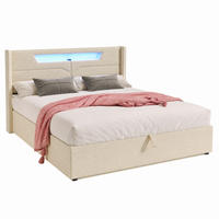 POLSTERBETT mit LED, USB und Stauraum 140x200 cm Beige - Beige, Metall (140/200cm) - Meubliv