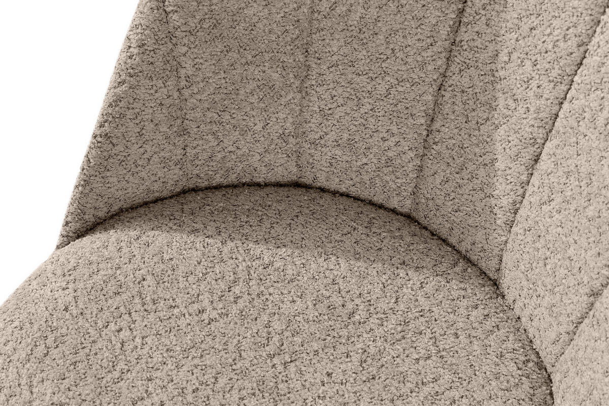 POLSTERSTUHL BAKERI Esstischstühl, 2-er Set, Bouclé - Beige/Schwarz, Holz/Textil (48/86/44cm) - KONSIMO®