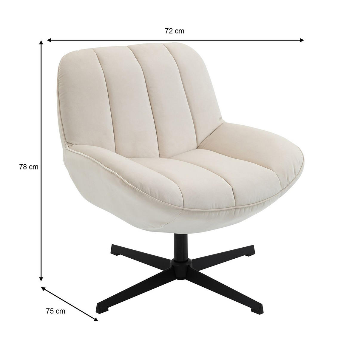 SESSEL TINOS - Beige, Textil (72/78/75cm) - CARO-Möbel