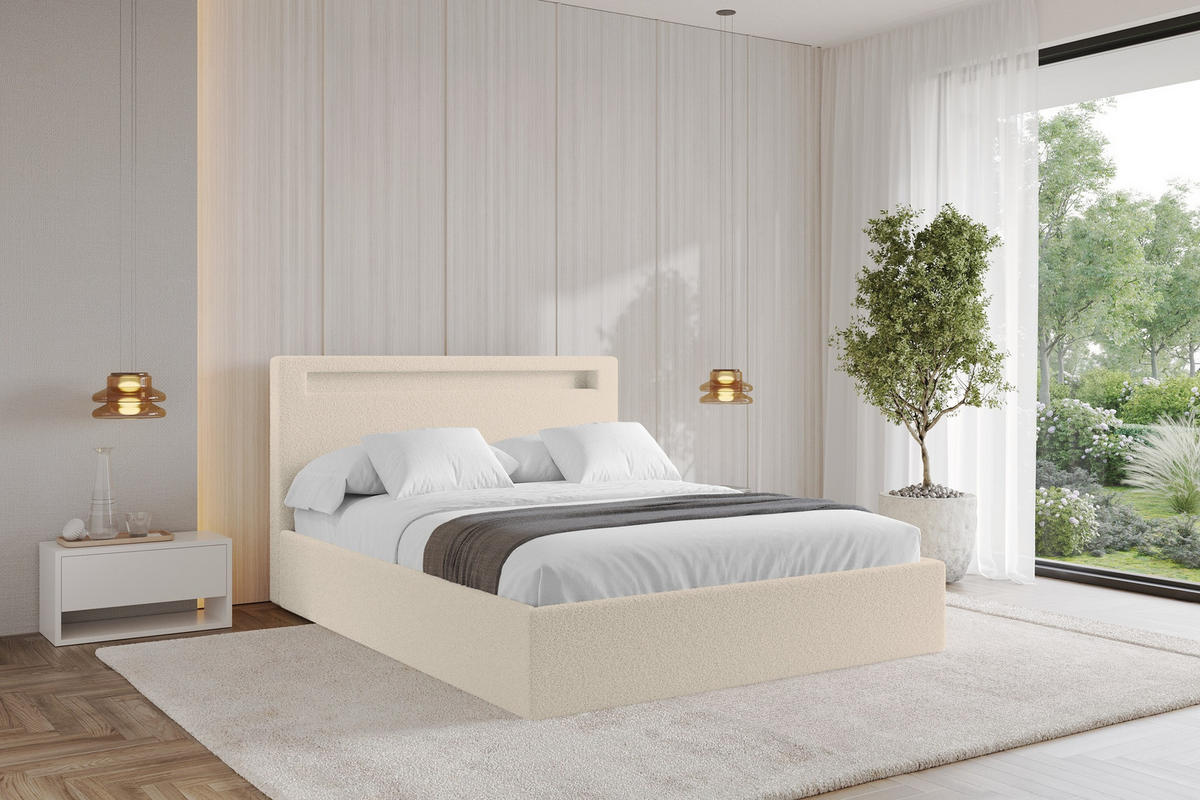POLSTERBETT mit Bettkasten und Lattenrost, Boxbett ohne Matratze - GOLA 180x200 Dunkelbeige - Cappuccino, Holzwerkstoff/Textil (180/200cm) - ALTDECOR
