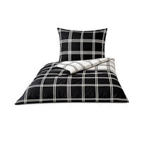 BETTWÄSCHE 155x220 cm Extra Lang – Wendebettwäsche Schwarz-Weiß kariert aus 100 % Baumwolle - Multicolor, Naturmaterialien (155/220cm) - Nesbel – Beauty & Ambiente