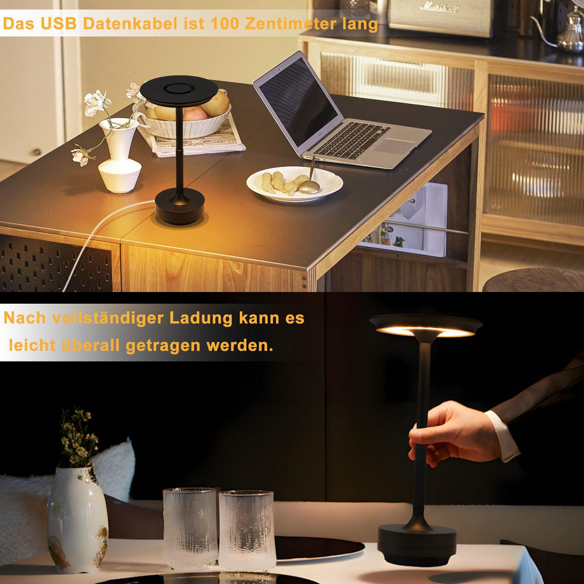 LED stolní lampa Abendroth 27/12,8/12,8 cm - černá, kov (27/12.8/12.8cm) - Nettlife