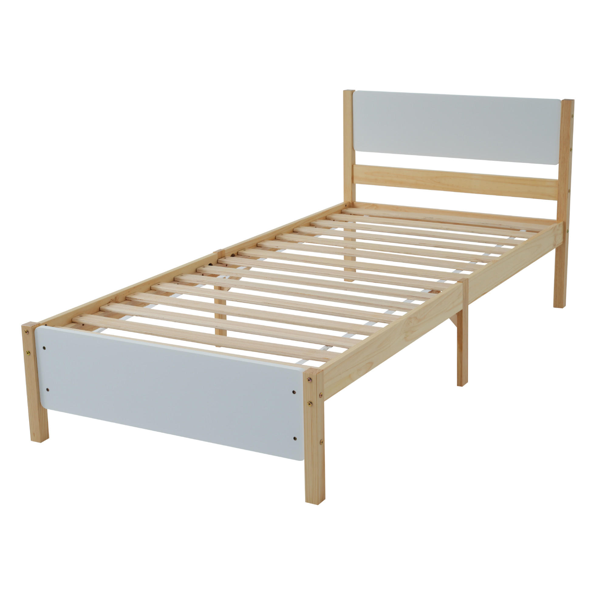 RÁMOVÁ posteľ, 90/200 cm biele/prírodné - prírodná farba, drevo (90/200cm) - BEAOK