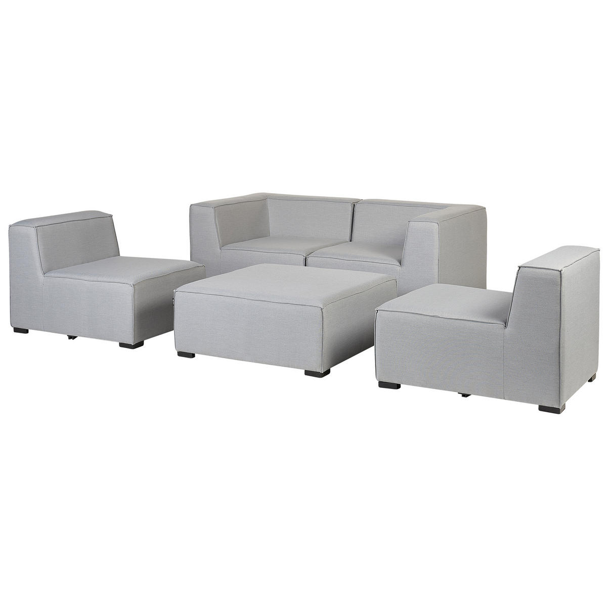 LOUNGE SET 4-Sitzer hellgrau modular Arezzo - Hellgrau, Textil - Beliani