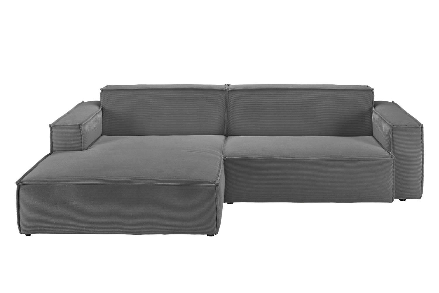 ECKSOFA SAMU Anthrazit Cord - Anthrazit/Schwarz, Textil (276/168cm) - KAWOLA