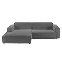 ECKSOFA SAMU Anthrazit Cord - Anthrazit/Schwarz, Textil (276/168cm) - KAWOLA