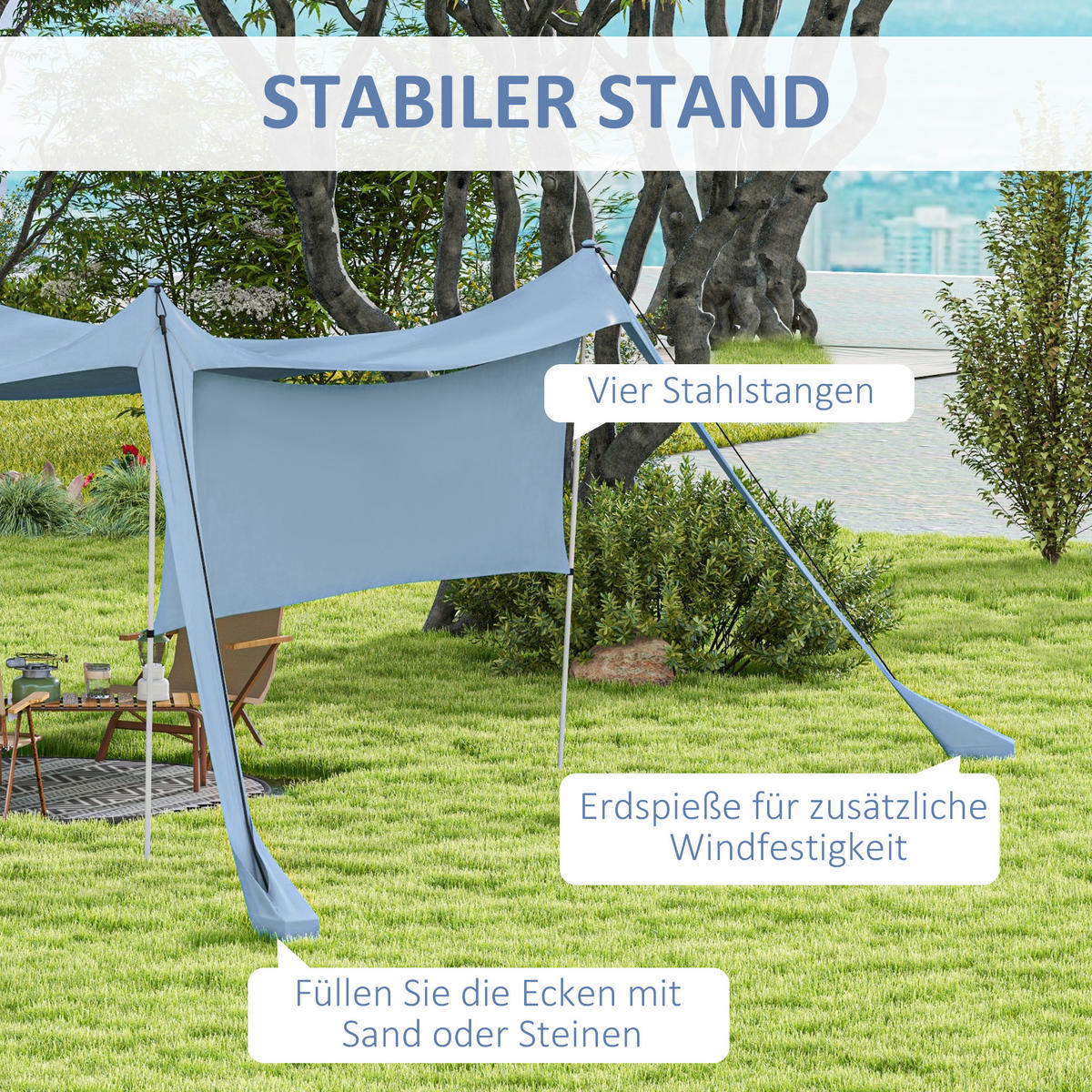 GARTENZELT Blau, Polyammoniak, Stahl - Blau, Metall (300/300cm) - Outsunny