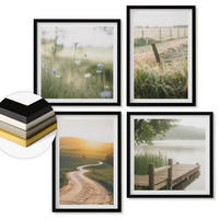 WANDBILDER 4er-Set - 50x50 cm & 40x60 cm Schwarzer Rahmen - Landschaftswiesenstraße West - Schwarz, Kunststoff (50/50cm) - ArtPrintCave