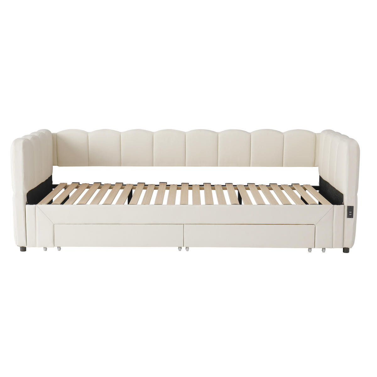 POLSTERBETT aus Leinen 90x200 cm in Beige mit Ausziehfunktion - Beige, Textil (90/200cm) - Modfu