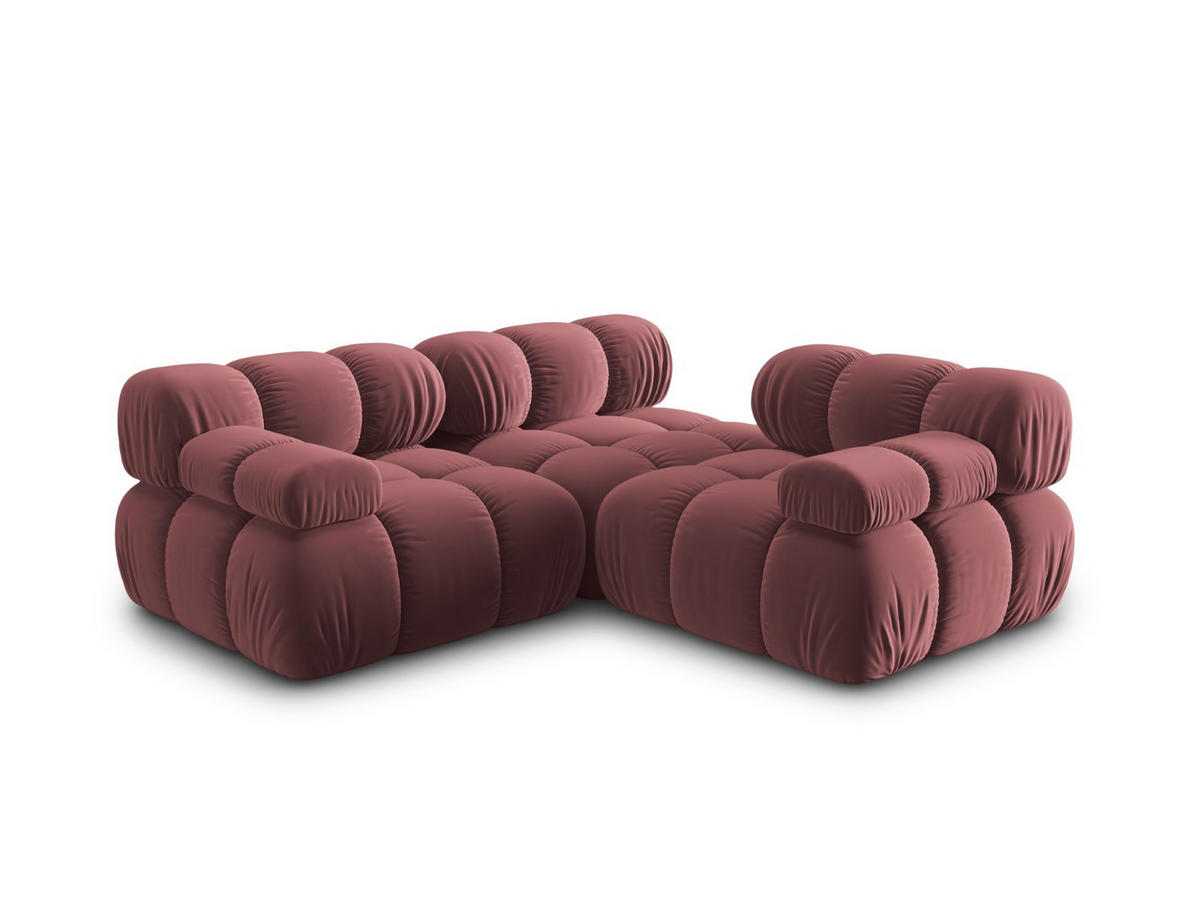 MODULARES-SOFA Bellis aus Samt rosa 3 Sitzplätze - Pink, Textil (94/63/282cm) - Micadoni