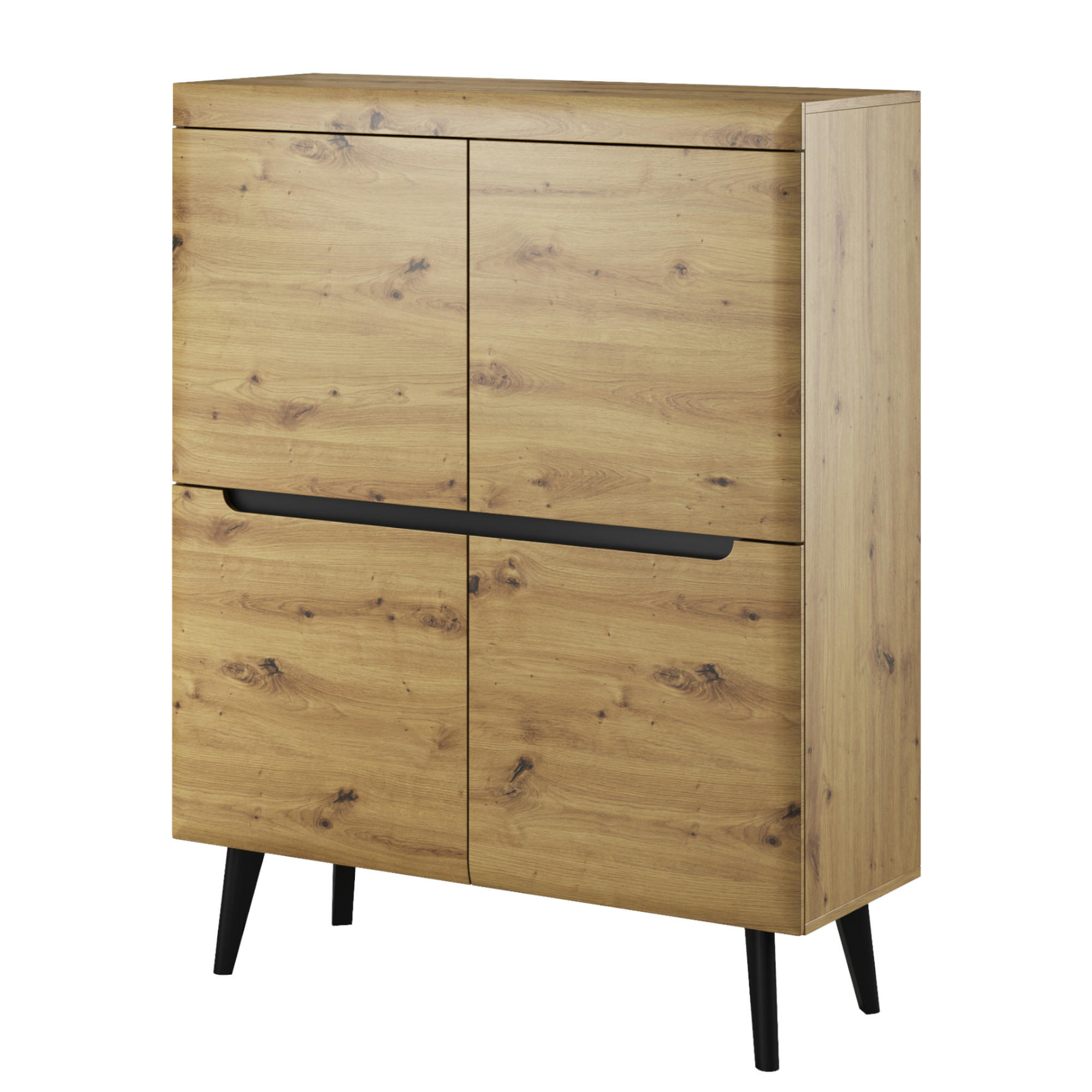SIDEBOARD SUDBURRY KOM1-4D Fronten, aus MDF-Platte, Eiche - Eichefarben, Holzwerkstoff/Kunststoff (107/134/40cm) - Komodee