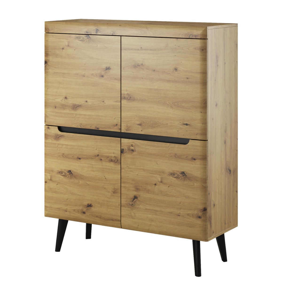 SIDEBOARD SUDBURRY KOM1-4D Fronten, aus MDF-Platte, Eiche - Eichefarben, Holzwerkstoff/Kunststoff (107/134/40cm) - Komodee