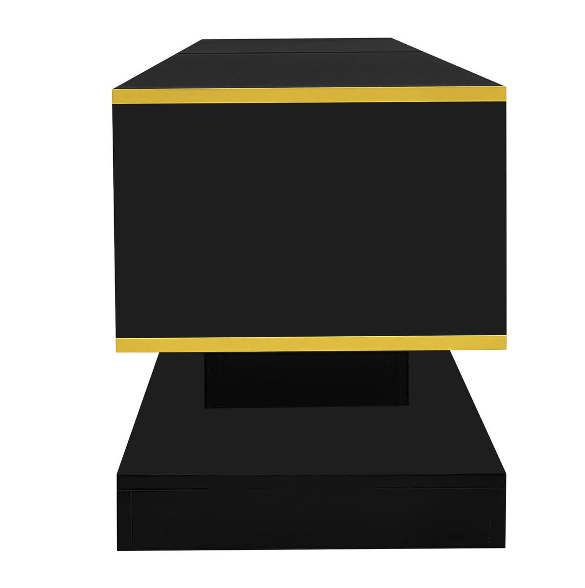 TV-LOWBOARD aus Spanplatte 180x38x45 cm Schwarz/Gold mit LED-Beleuchtung und 3 Schubladen - Schwarz, Holzwerkstoff (180/45/38cm) - IVMEU