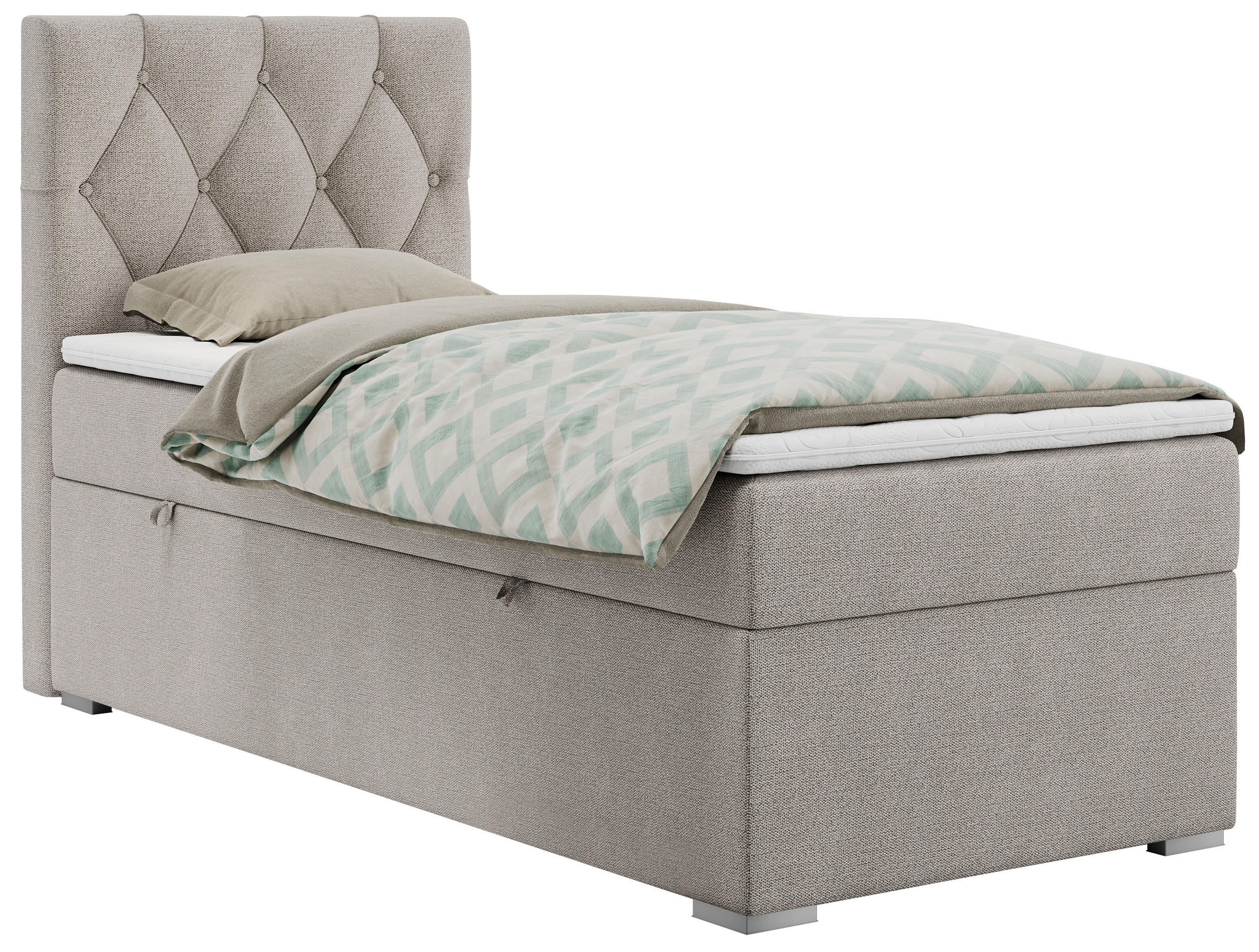 BOXBETT ALDA 90/200 Beige Struktur - H4 - Links Seite - Beige, Holz/Textil (90/200cm) - MKS