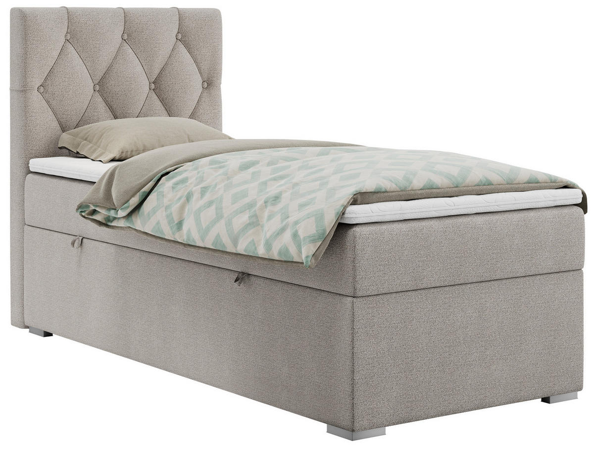 BOXBETT ALDA 90/200 Beige Struktur - H4 - Links Seite - Beige, Holz/Textil (90/200cm) - MKS