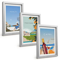 BILDER SET 3er Set - 20x30 cm Silberner Rahmen - Amalfi, Positano und Capri - Silberfarben, Kunststoff (20/30cm) - TULUP