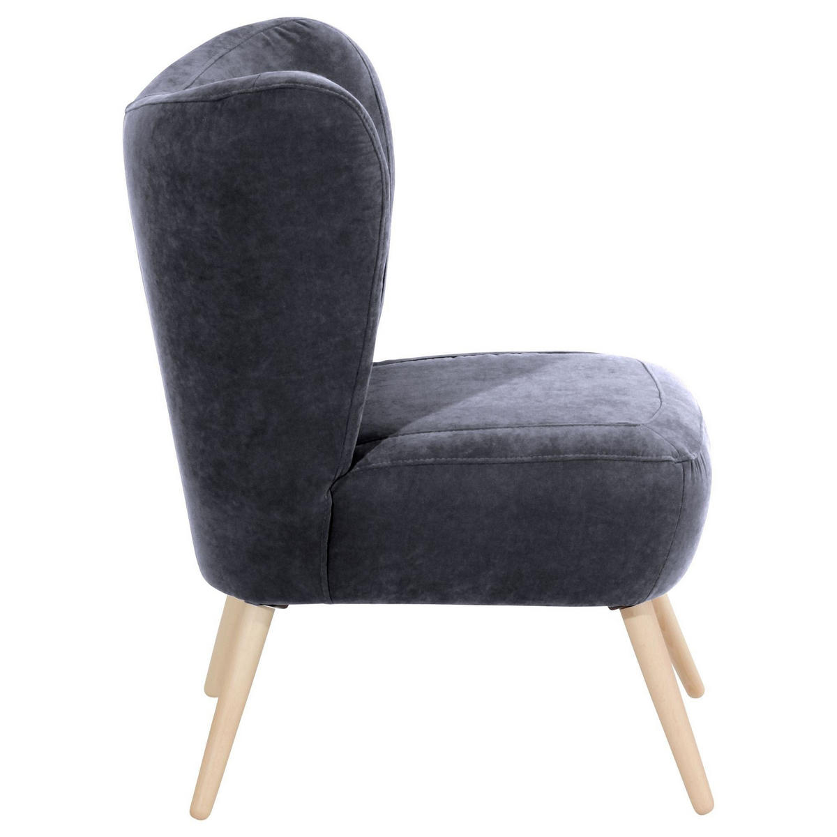 SESSEL Kathy Bezug Veloursstoff Buche natur / anthrazit - Anthrazit, Kunststoff (70/86/69cm) - 58aufmkessel